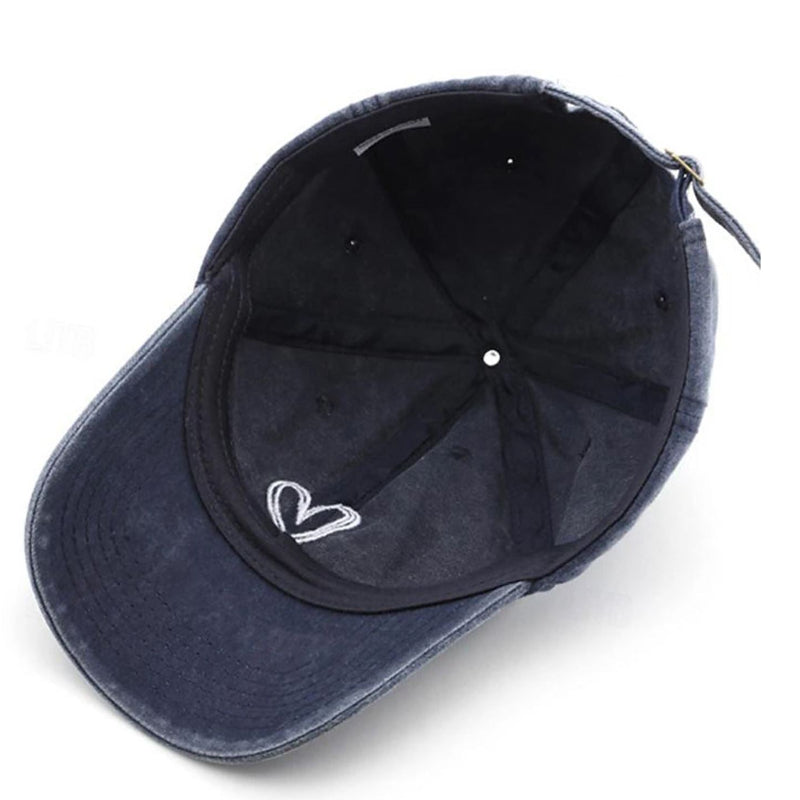 Everyday Denim Cap with Heart Embroidery