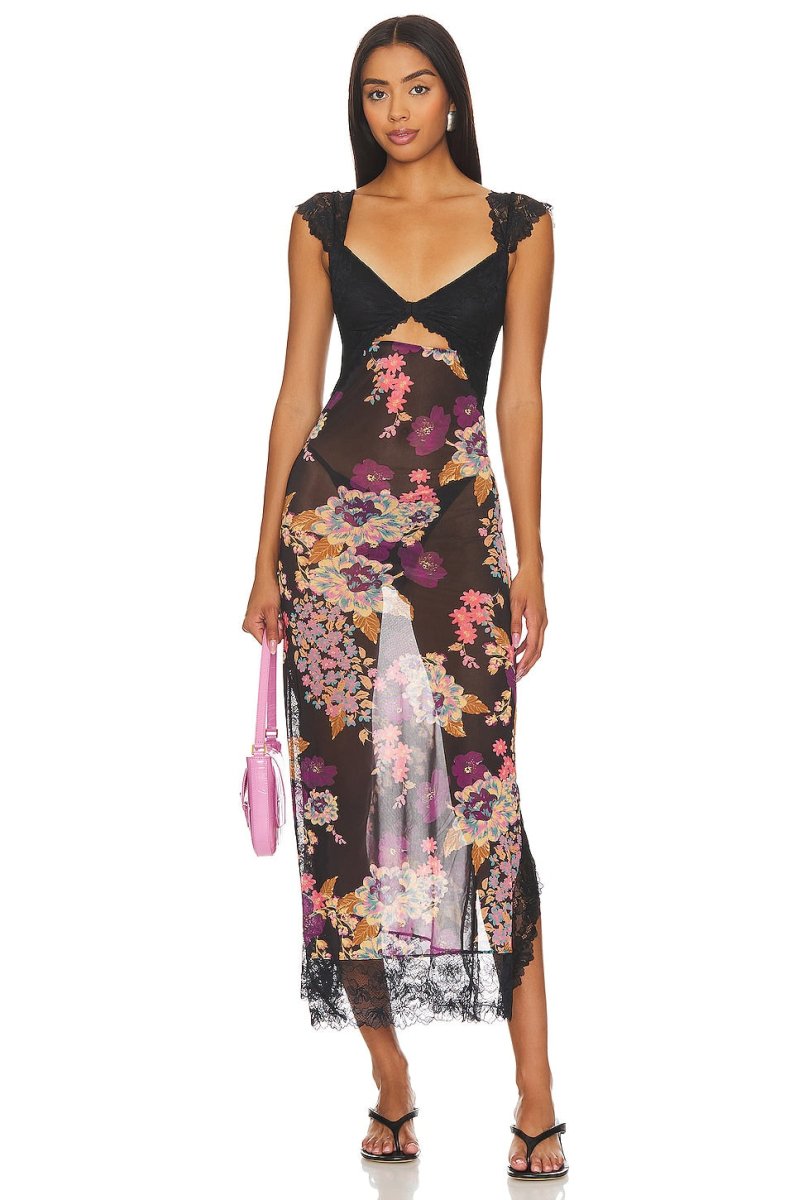 Paige | Floral Lace Overlay Sheath Dress
