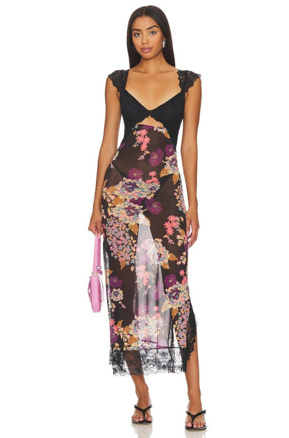Paige | Floral Lace Overlay Sheath Dress