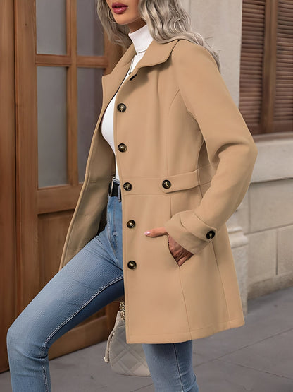 Clementine | Fitted Double Breasted Trench Coat Gold Buttons