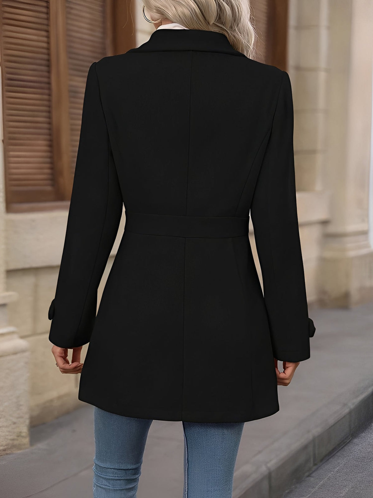 Clementine | Fitted Double Breasted Trench Coat Gold Buttons