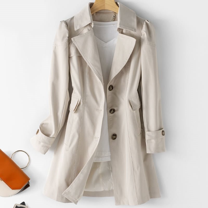 Primrose | Single Breasted Trench Coat Puff Shoulders