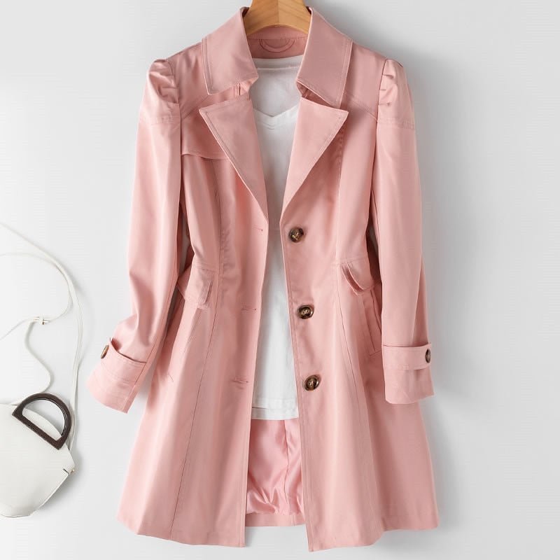 Primrose | Single Breasted Trench Coat Puff Shoulders
