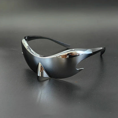 Futuristic Shield Sunglasses with Reflective Finish