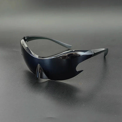 Futuristic Shield Sunglasses with Reflective Finish