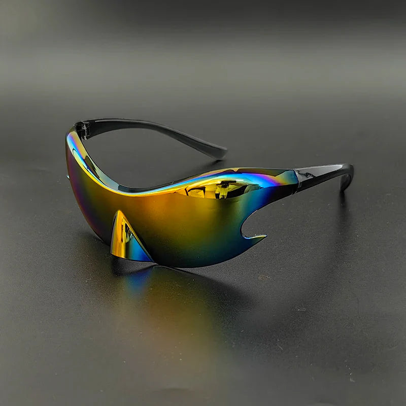 Futuristic Shield Sunglasses with Reflective Finish