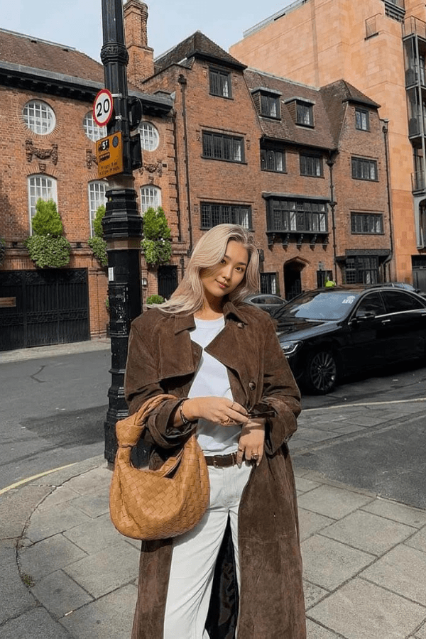 Galatea | Vegan Suede Belted Maxi Trenchcoat