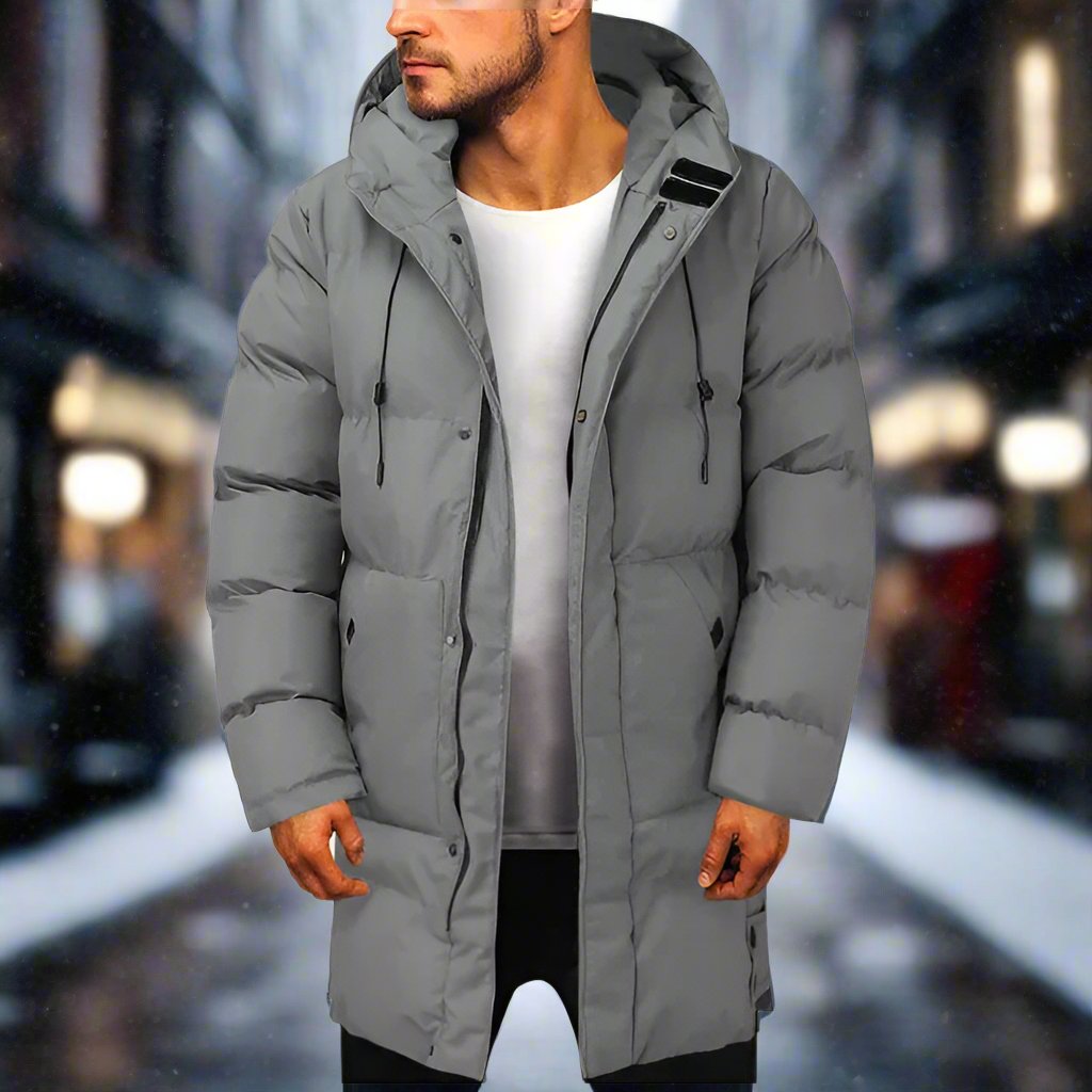 Rufus | Hooded Puffer Coat Mid Length Quilted Drawstring
