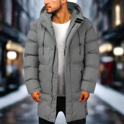 Rufus | Hooded Puffer Coat Mid Length Quilted Drawstring
