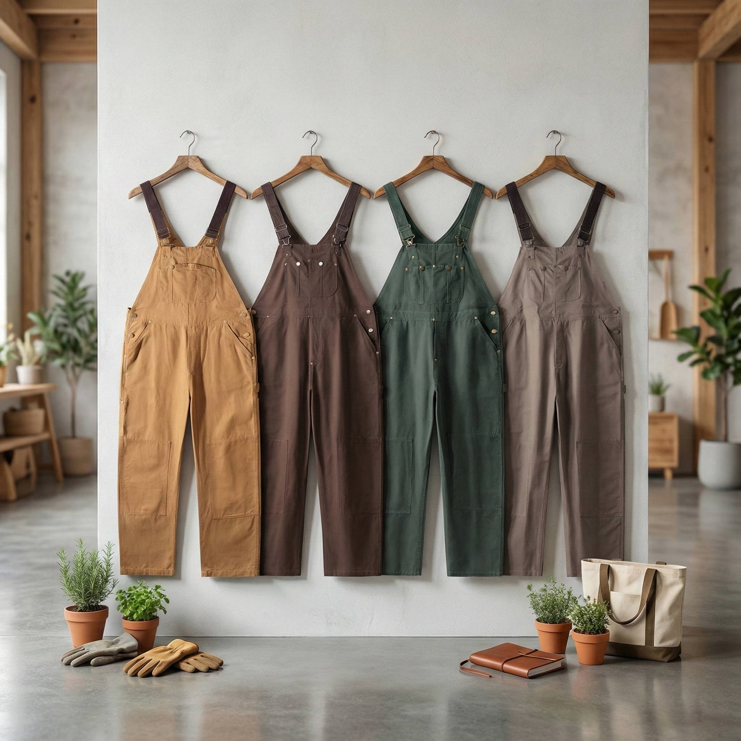 Women's Canvas Bib Dungaree Workwear Overalls Pockets