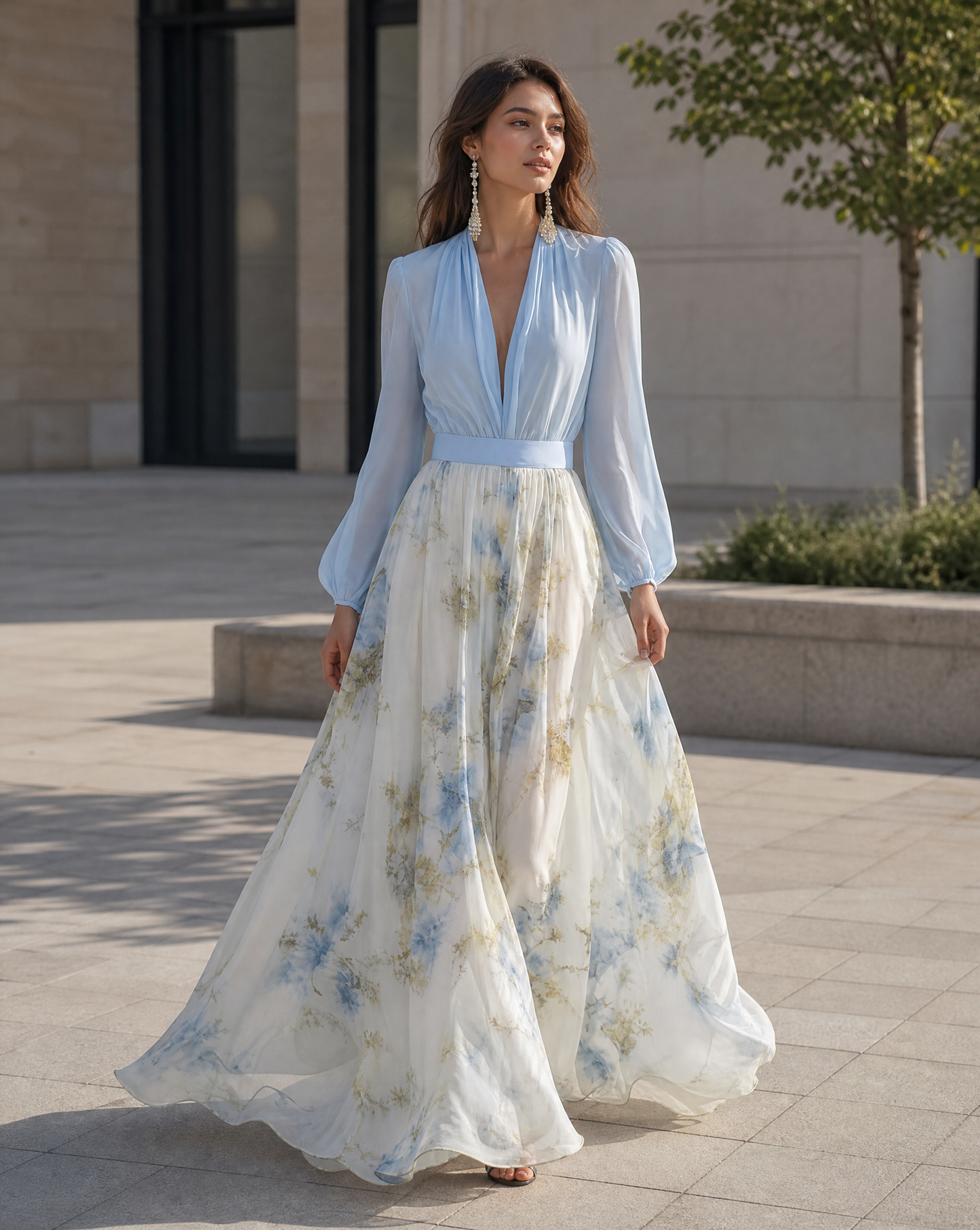 Rita | Elegant Floral Chiffon Maxi Dress