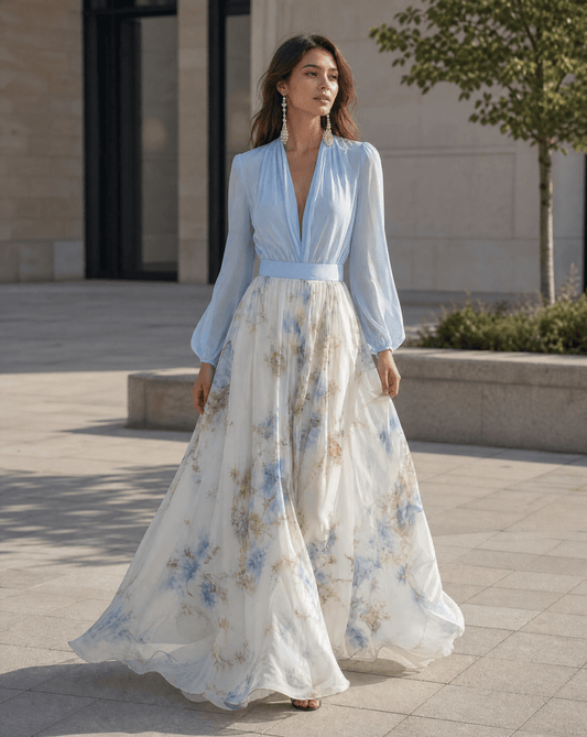 Rita | Elegant Floral Chiffon Maxi Dress