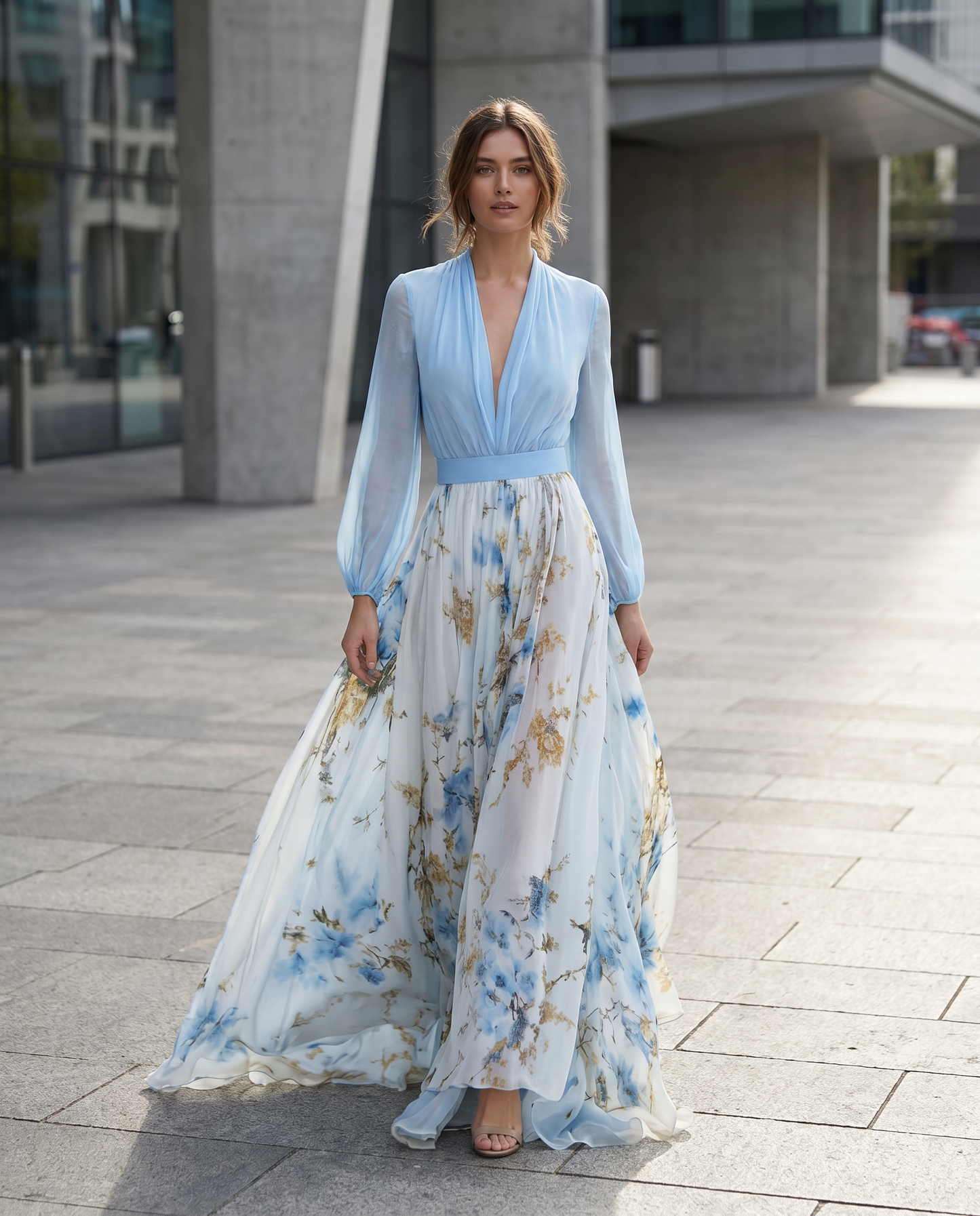 Rita | Elegant Floral Chiffon Maxi Dress
