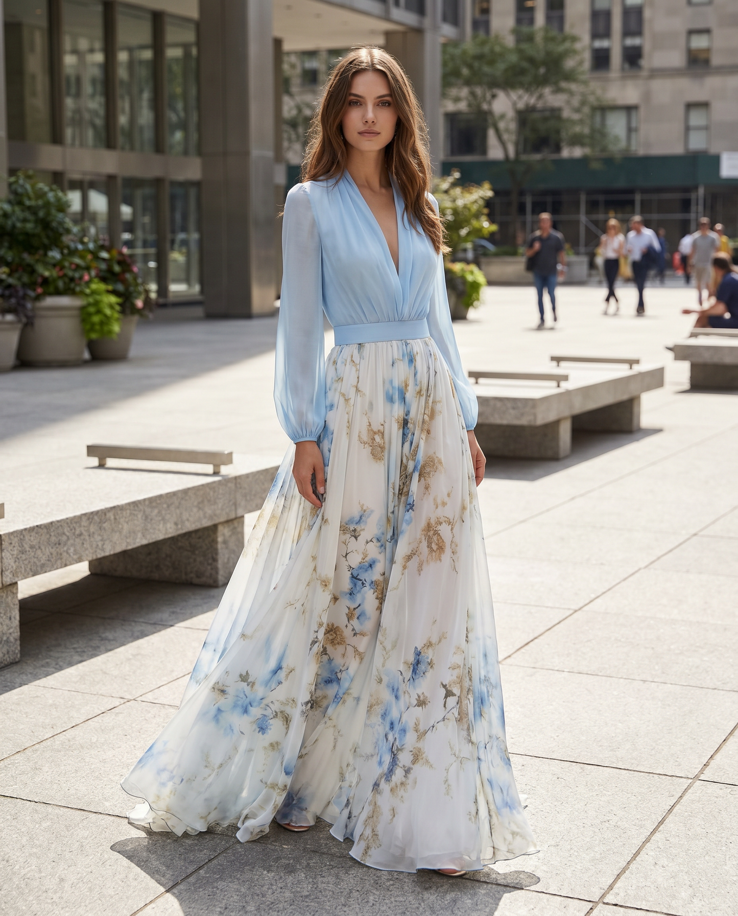 Rita | Elegant Floral Chiffon Maxi Dress