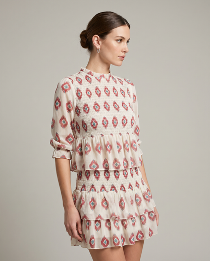 Rose | Women's Vintage Floral A-Line Ruffle Mini Dress