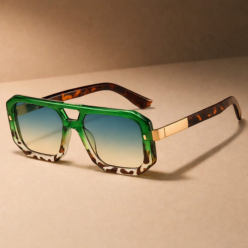 Geometric Frame Sunglasses with Double Bridge