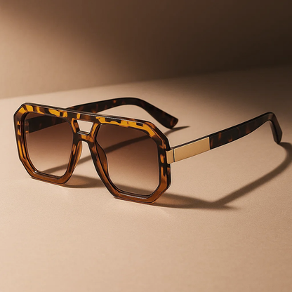 Geometric Frame Sunglasses with Double Bridge