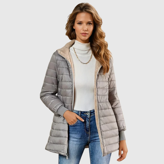 Women's Insulated Hooded Winter Coat — Sherpa-Lined Plush Long-Sleeve Overcoat