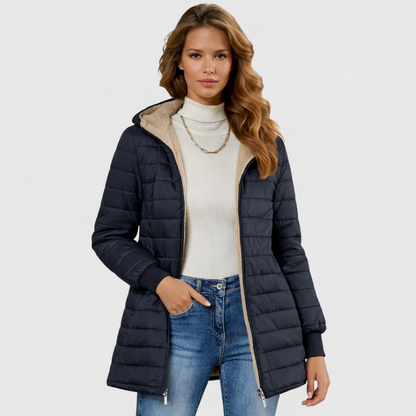 Women's Insulated Hooded Winter Coat — Sherpa-Lined Plush Long-Sleeve Overcoat