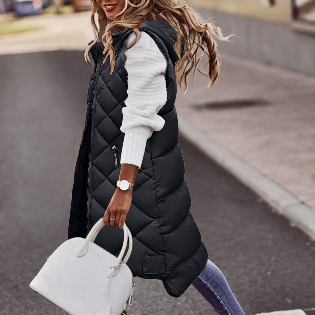 Romy | Quilted Longline Puffer Vest