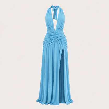 Pleated Halter Formal Dress For Women