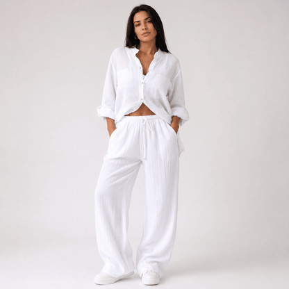 Harriet | Linen-Feel Wide-Leg Two-Piece Set Women