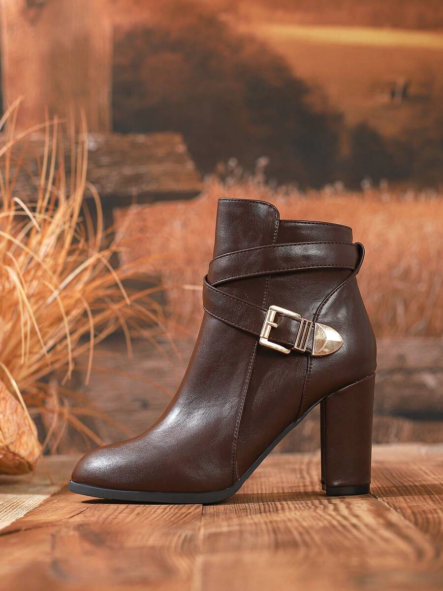 Verity | Pointed Toe Ankle Boots Crossover Buckle