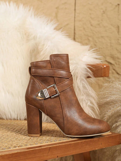 Verity | Pointed Toe Ankle Boots Crossover Buckle
