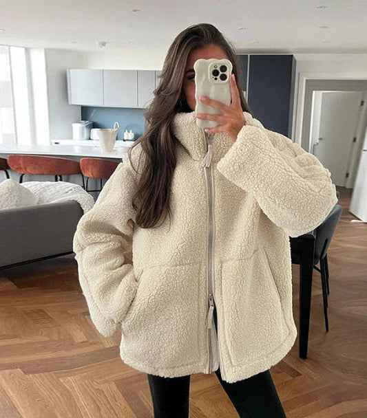Warm Faux Lambswool Winter Jacket for Women