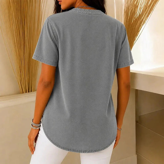 Lorreth | Side-Button Henley Tunic Top