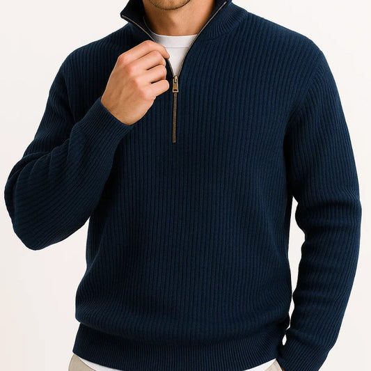 Emrys | Textured Knit Half Zip Sweater Soft Finish
