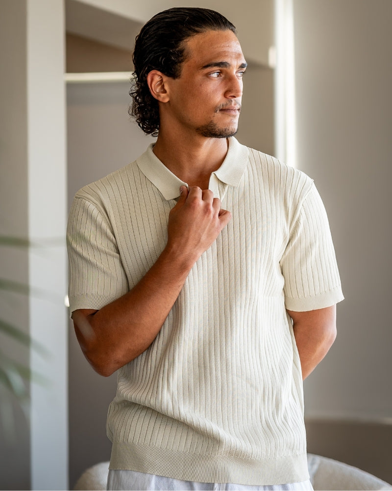 Cade | Men's Ribbed Polo Shirt, Short Sleeve