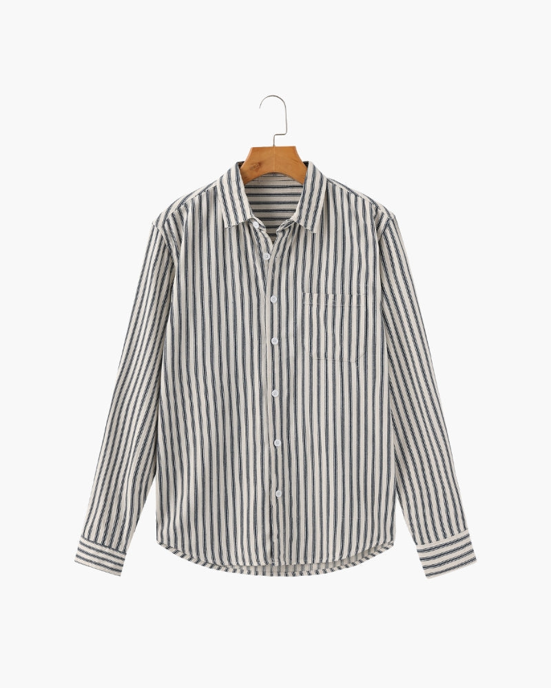 Gabriel Fontaine | Men's Striped Linen Casual Shirt