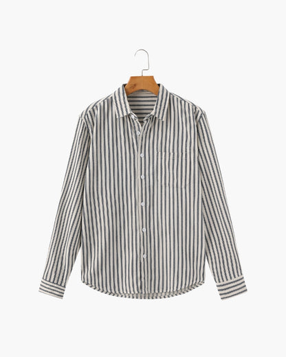 Gabriel Fontaine | Men's Striped Linen Casual Shirt