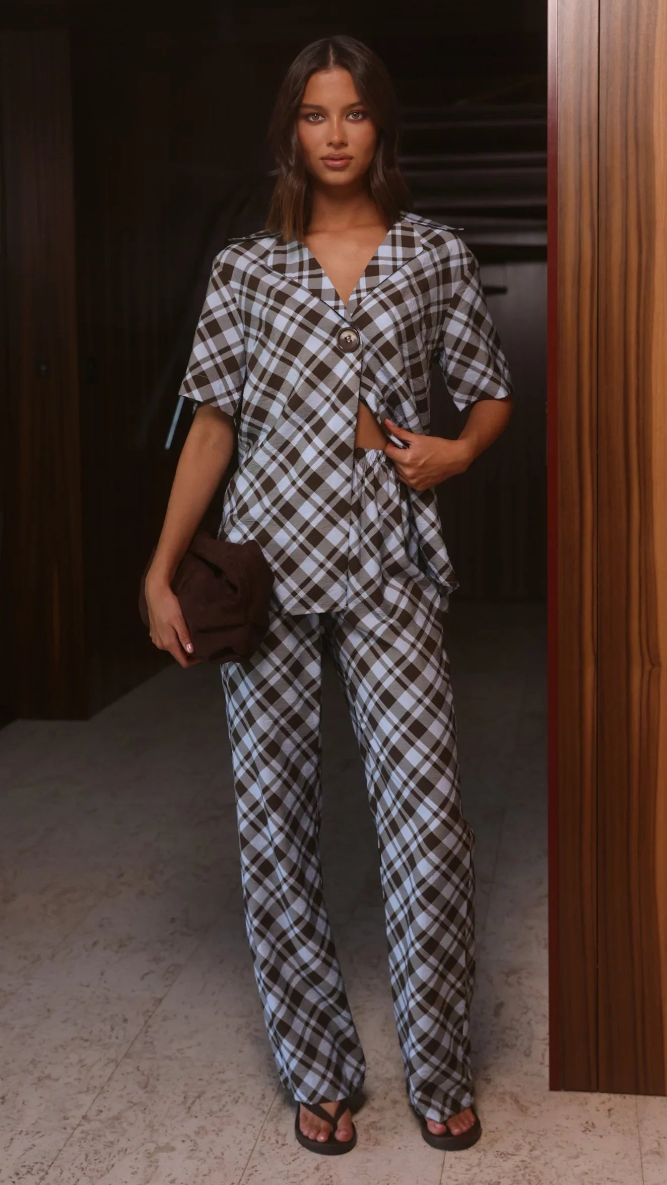 Avery | High Rise Wide Leg Plaid Pants