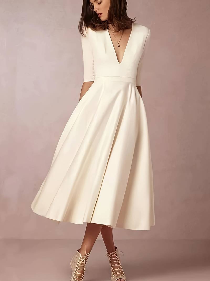 Isabelle | Women's Elegant Flared Wedding Guest Midi Dress