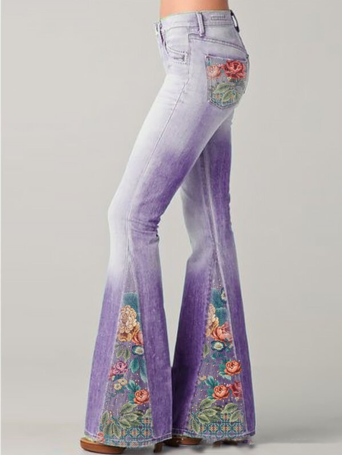 Ivy | Women's Bootcut Flower Embroidered Denim Jeans