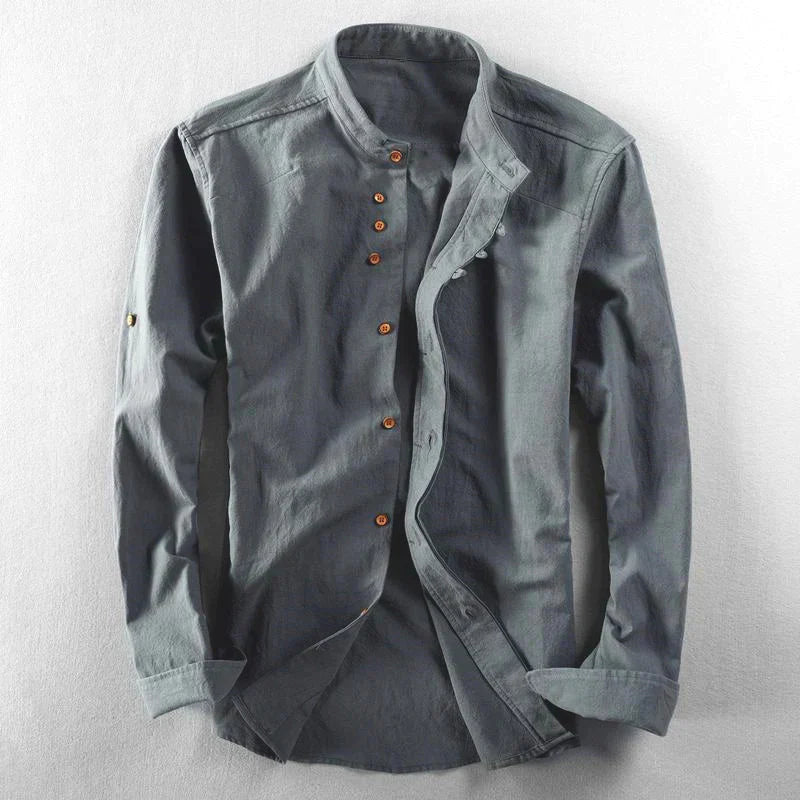 Maxwell | Men's Band Collar Button-Down Shirt