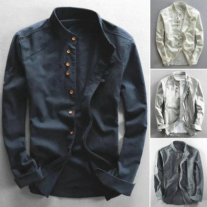 Maxwell | Men's Band Collar Button-Down Shirt