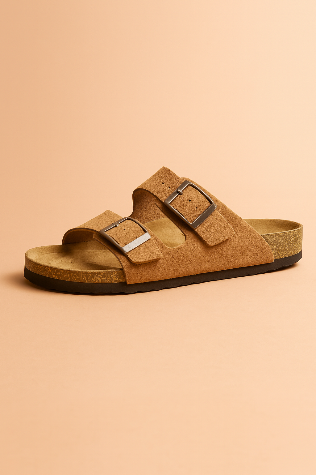 Jarred | Double Buckle Cork Wedge Slides
