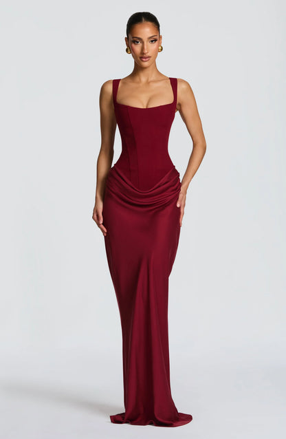 Merinda | Square Neck Draped Mermaid Maxi Dress