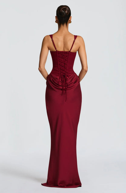 Merinda | Square Neck Draped Mermaid Maxi Dress