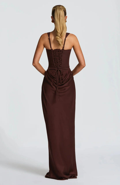 Merinda | Square Neck Draped Mermaid Maxi Dress