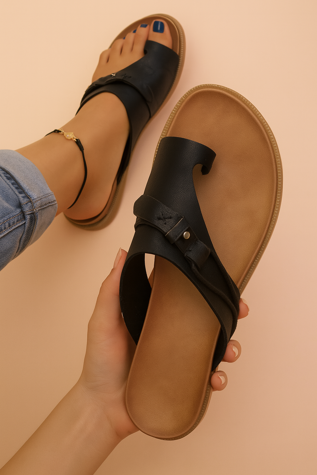 Julia | Strappy Toe-Loop Slide Sandals