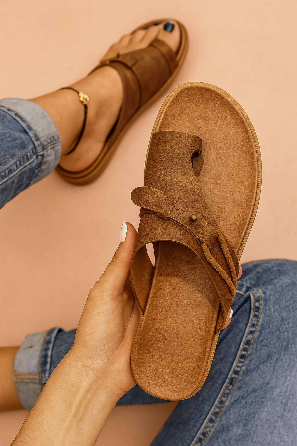 Julia | Strappy Toe-Loop Slide Sandals