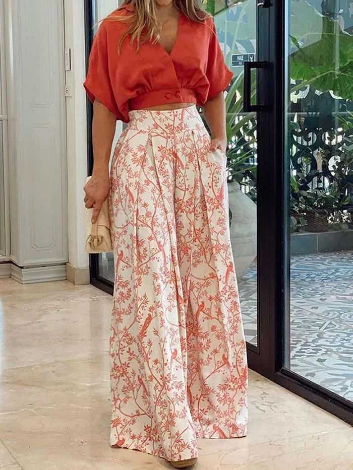 TAHLIA | Floral Print Wide-Leg Two-Piece Set