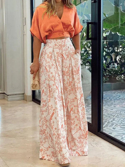TAHLIA | Floral Print Wide-Leg Two-Piece Set