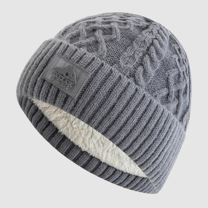 Knitted Beanie with Fold-Over Cuff and Fleece Interior
