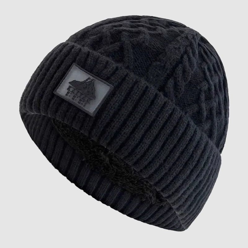 Knitted Beanie with Fold-Over Cuff and Fleece Interior