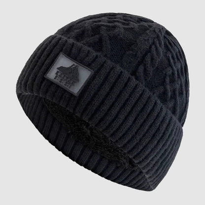 Knitted Beanie with Fold-Over Cuff and Fleece Interior